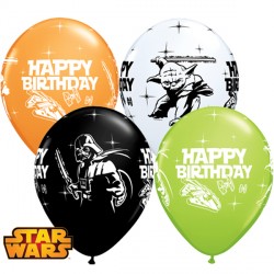 Star Wars Birthday 11" Orange, White, Onyx Black & Lime Green (25ct) Lbc