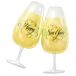 Toasting Glasses New Year Shape P35 Pkt (27" X 30")