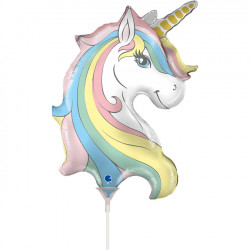 Unicorn Macaron Head 14" Mini Shape Flat